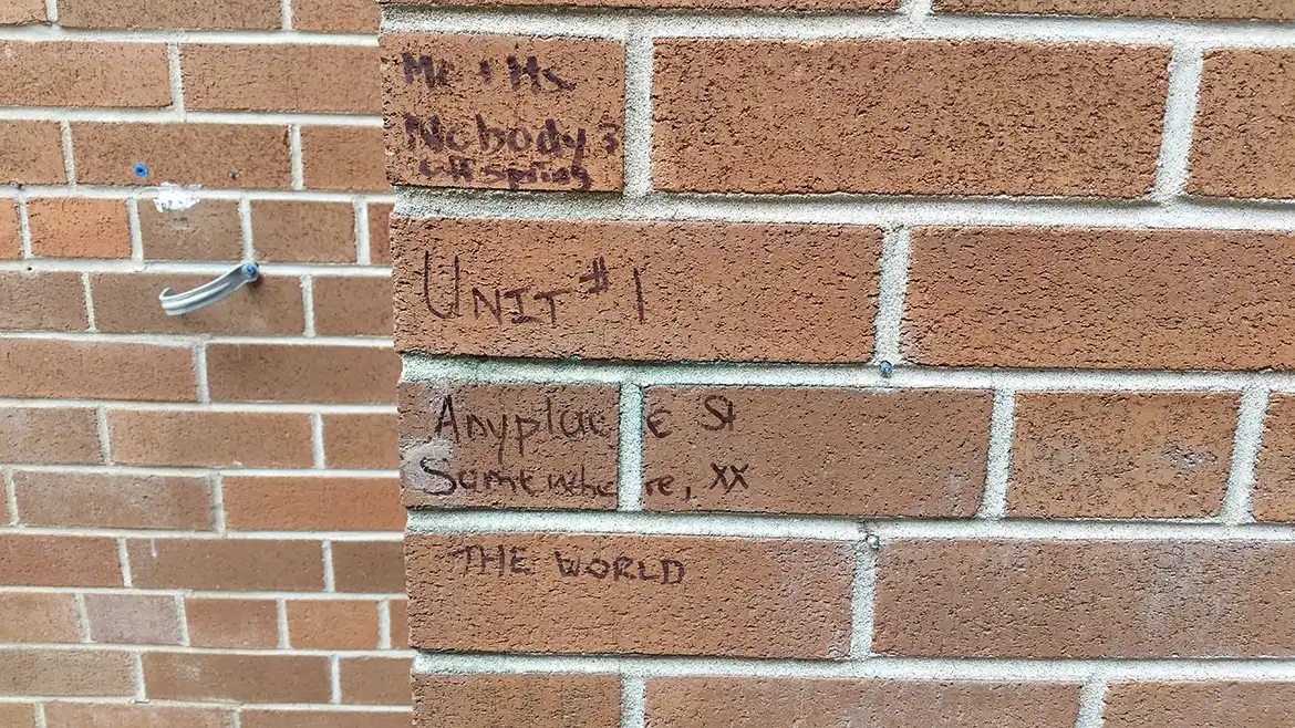 writing on wall behind altar